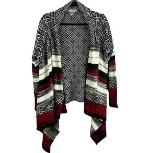 FRED and Sibel Grey Red Striped Waterfall Open Cardigan XL